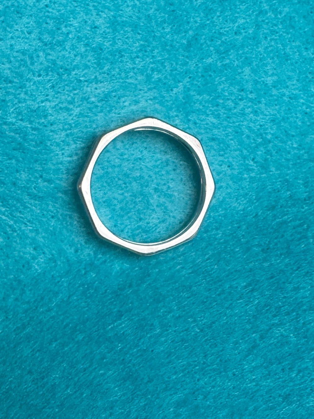 Minimalist Silver Octagonal Double Band Ring - Silver 0190